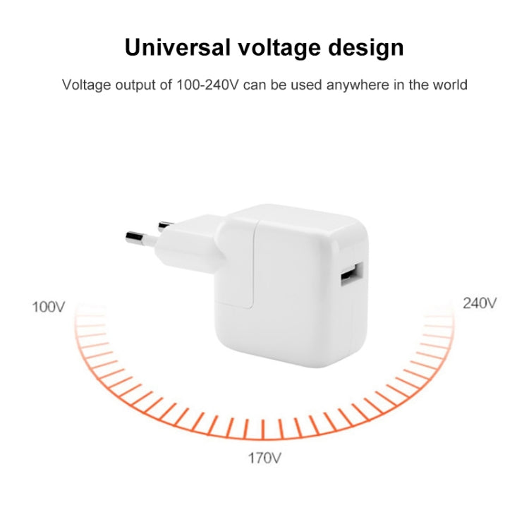 Bộ sạc USB 12W + cáp dữ liệu USB sang 8 Pin cho dòng iPad / iPhone / iPod, phích cắm EU