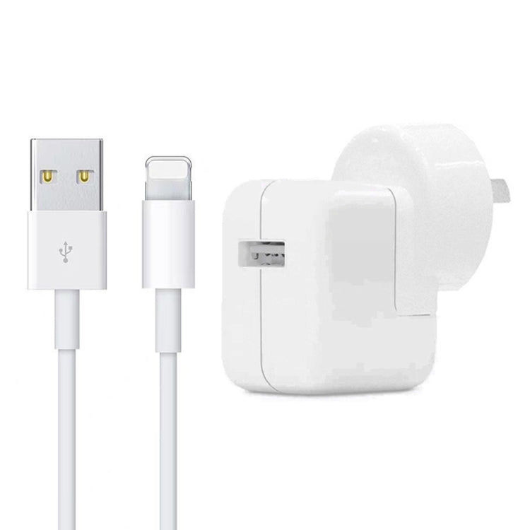 Bộ sạc USB 12W + cáp dữ liệu USB sang 8 Pin cho dòng iPad / iPhone / iPod, phích cắm AU