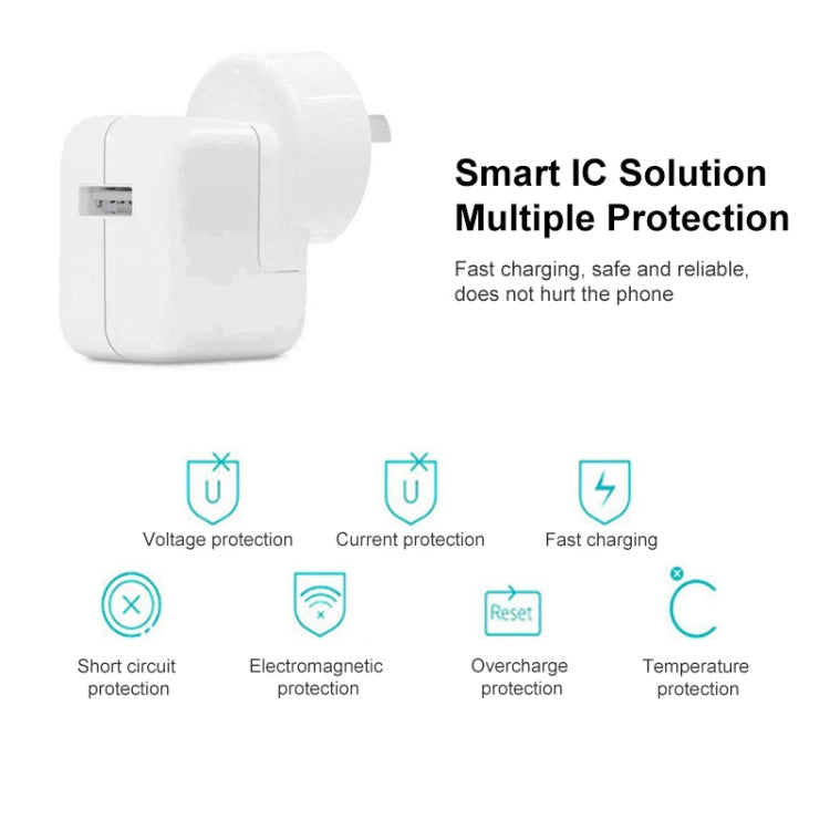 Bộ sạc USB 12W + cáp dữ liệu USB sang 8 Pin cho dòng iPad / iPhone / iPod, phích cắm AU