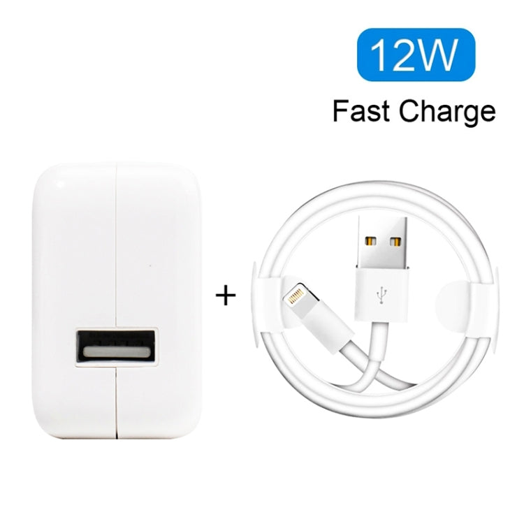 Bộ sạc USB 12W + cáp dữ liệu USB sang 8 Pin cho dòng iPad / iPhone / iPod, phích cắm UK