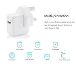 Bộ sạc USB 12W + cáp dữ liệu USB sang 8 Pin cho dòng iPad / iPhone / iPod, phích cắm UK