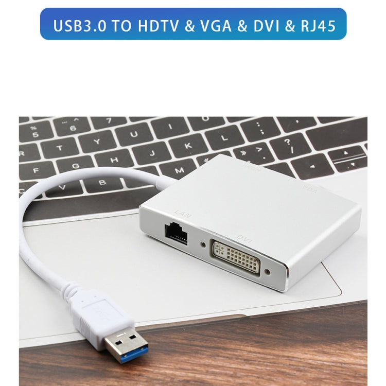 Bộ chuyển đổi mạng USB 3.0 4 trong 1 sang VGA + HDMI + DVI + RJ45 WS-03