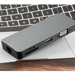 Bộ chuyển đổi adapter hub USB 3.0 8 trong 1 Type-C sang HDMI + VGA + SD + TF + RJ45 + PD + 2 x USB3.0 WS-11
