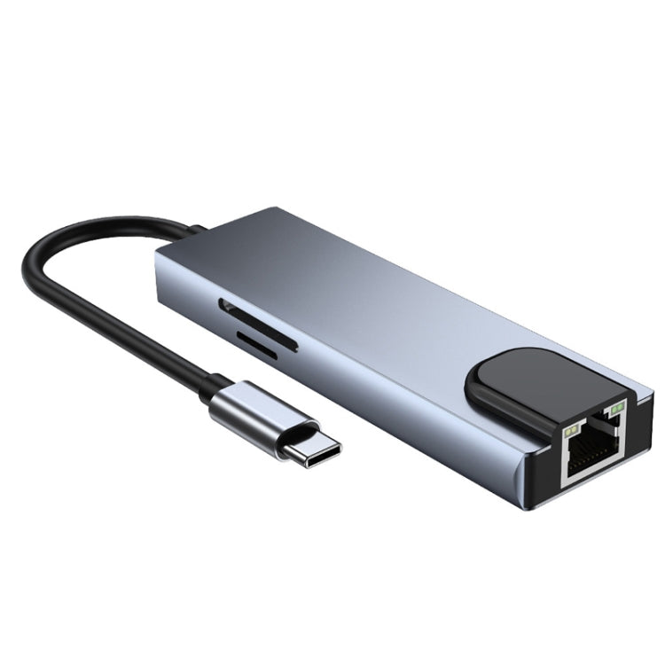 Bộ chuyển đổi 6 trong 1 Type-C sang HDMI + RJ45 + SD / TF + PD + USB HUB