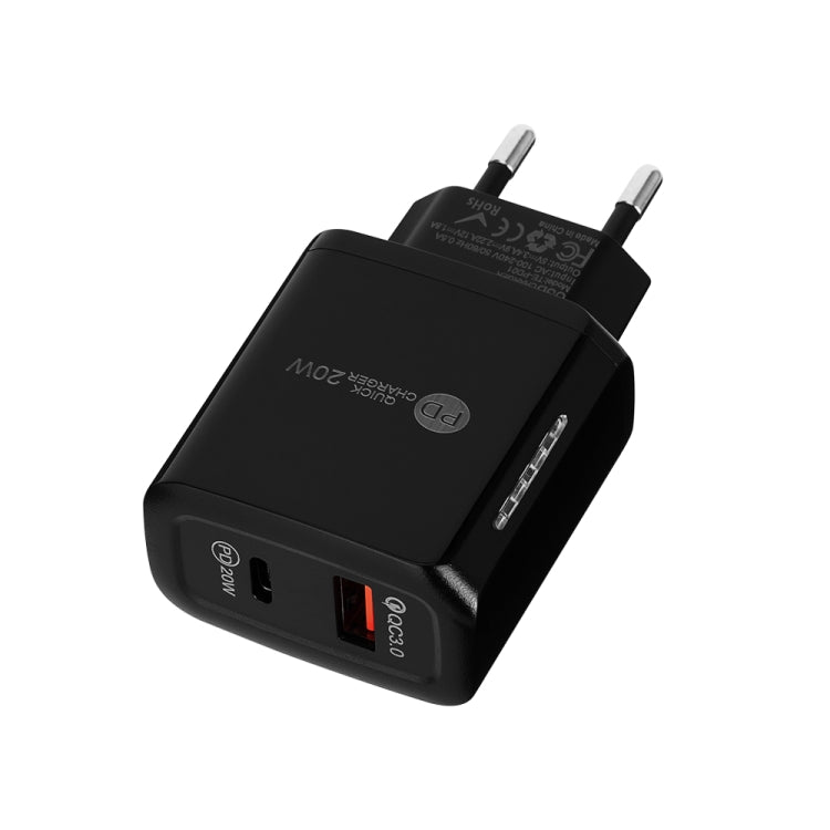 TE-PD01 Bộ sạc nhanh cổng đôi PD 20W + QC3.0 USB có đèn báo, phích cắm EU