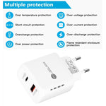 TE-PD01 Bộ sạc nhanh cổng đôi PD 20W + QC3.0 USB có đèn báo, phích cắm EU
