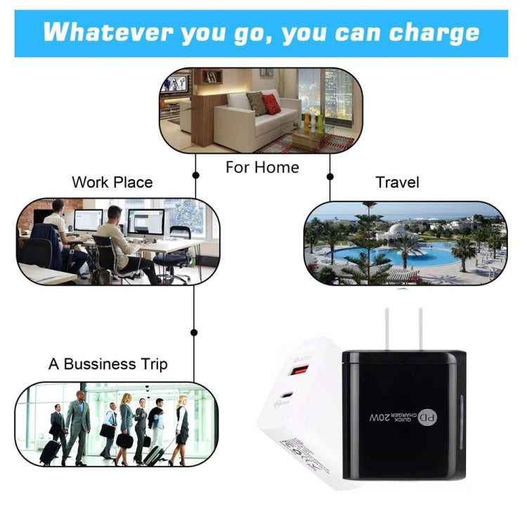 TE-PD01 Bộ sạc nhanh cổng đôi PD 20W + QC3.0 USB có đèn báo, phích cắm Mỹ