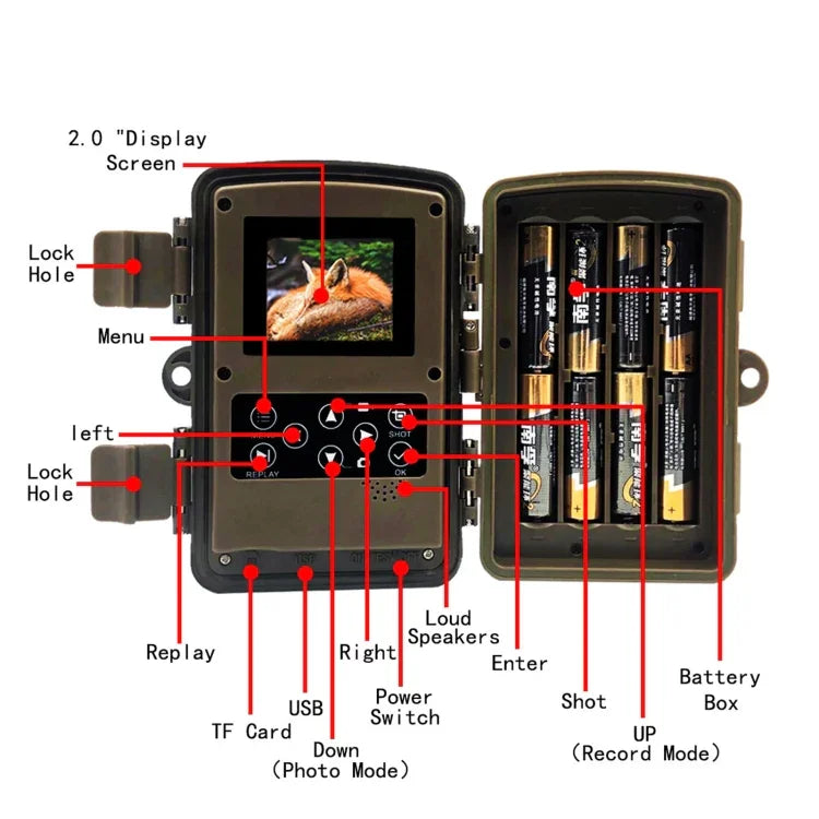 Camera săn bắn động vật hoang dã PR700 1080P kích hoạt chuyển động, quay video nhìn ban đêm cho theo dõi ngoài trời, PR700
