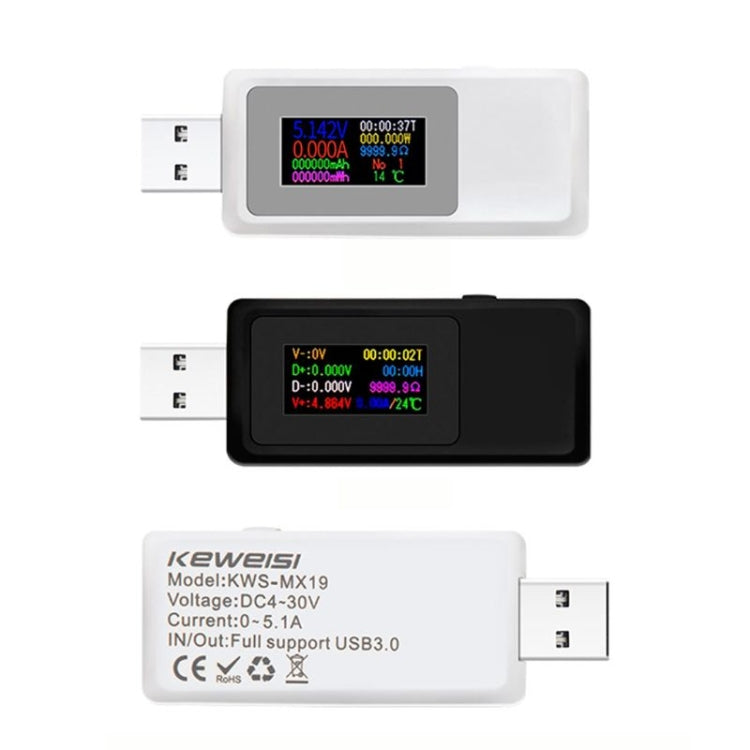 Máy đo USB Keweisi KWS-MX19 DC 4V-30V 0-5A phát hiện dòng điện và điện áp, KWS-MX19