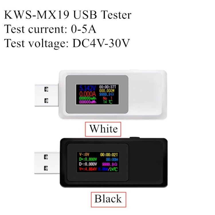 Máy đo USB Keweisi KWS-MX19 DC 4V-30V 0-5A phát hiện dòng điện và điện áp, KWS-MX19