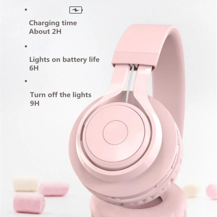 Tai nghe Bluetooth không dây BT06C dễ thương 5.0 cho trẻ em có mic đèn LED hỗ trợ Aux-in