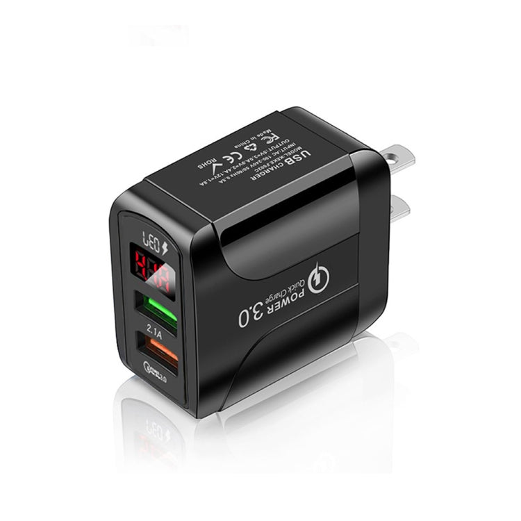 Bộ Sạc Nhanh QC3.0 USB + USB 2.0 F002C với Màn Hình LED Kỹ Thuật Số cho Điện Thoại Di Động và Máy Tính Bảng, Phích Cắm Mỹ, Phích Cắm Mỹ