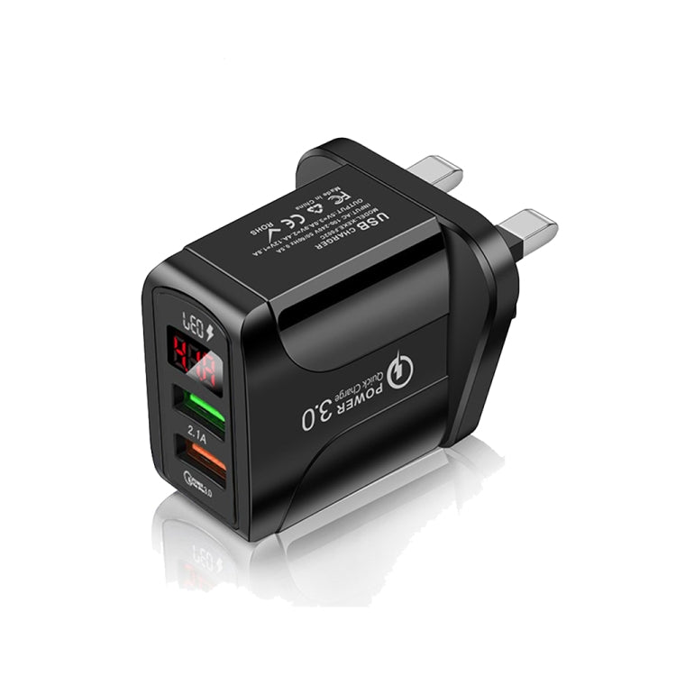 Bộ Sạc Nhanh QC3.0 USB + USB 2.0 F002C với Màn Hình LED Kỹ Thuật Số cho Điện Thoại Di Động và Máy Tính Bảng, Phích Cắm Anh, Phích Cắm Anh