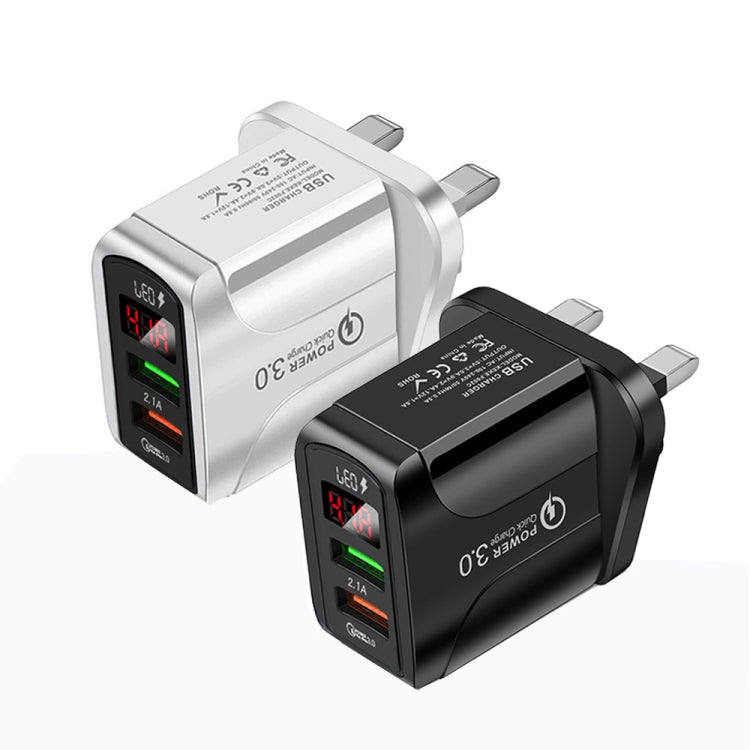 Bộ Sạc Nhanh QC3.0 USB + USB 2.0 F002C với Màn Hình LED Kỹ Thuật Số cho Điện Thoại Di Động và Máy Tính Bảng, Phích Cắm Anh, Phích Cắm Anh