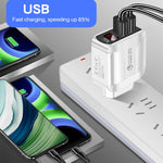 Bộ Sạc Nhanh QC3.0 USB + USB 2.0 F002C với Màn Hình LED Kỹ Thuật Số cho Điện Thoại Di Động và Máy Tính Bảng, Phích Cắm Anh, Phích Cắm Anh