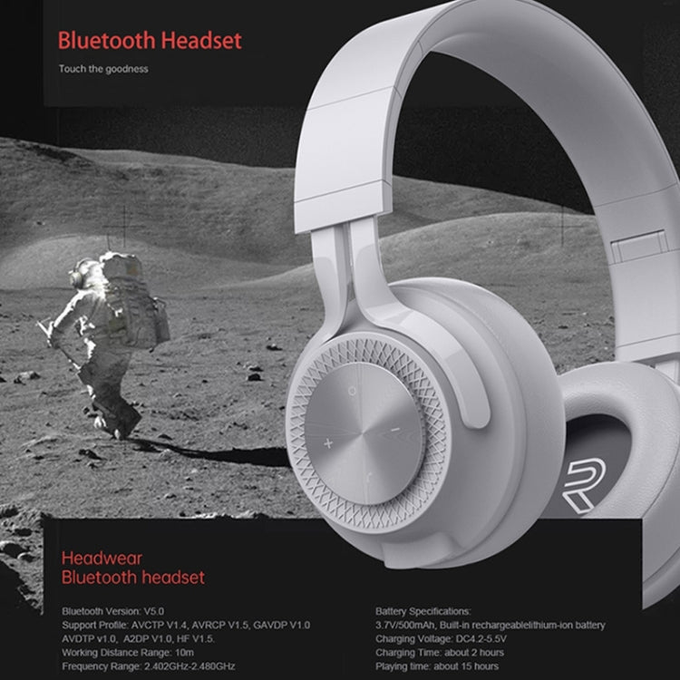 Tai nghe gập Fingertime P1 không dây Bluetooth 5.0 Stereo với đệm tai da mềm, mic tích hợp cho PC / Điện thoại di động