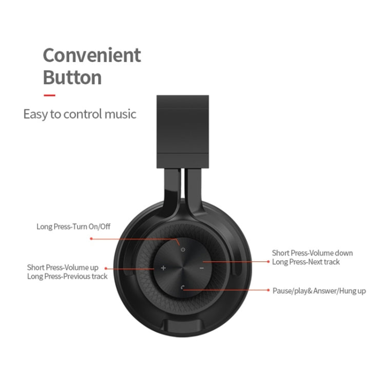 Tai nghe gập Fingertime P1 không dây Bluetooth 5.0 Stereo với đệm tai da mềm, mic tích hợp cho PC / Điện thoại di động
