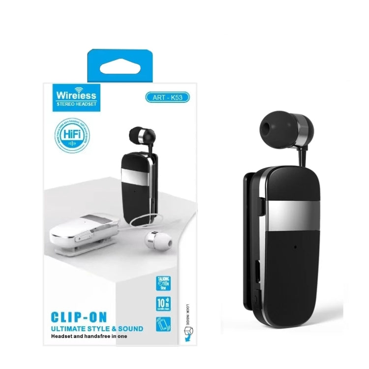 Tai nghe Bluetooth không dây K53 Stereo, nhắc cuộc gọi, rung, kẹp đeo, tai nghe cho điện thoại