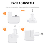 2 cái Bộ chuyển đổi nguồn XJ01 cho sạc iPad 10W 12W & sạc MacBook, Cắm EU, Cắm EU