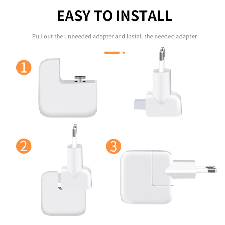 2 cái Bộ chuyển đổi nguồn XJ01 cho sạc iPad 10W 12W & sạc MacBook, Cắm EU, Cắm EU