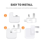 2 cái Bộ chuyển đổi nguồn XJ01 cho sạc iPad 10W 12W & sạc dòng MacBook, phích cắm Anh, phích cắm Anh