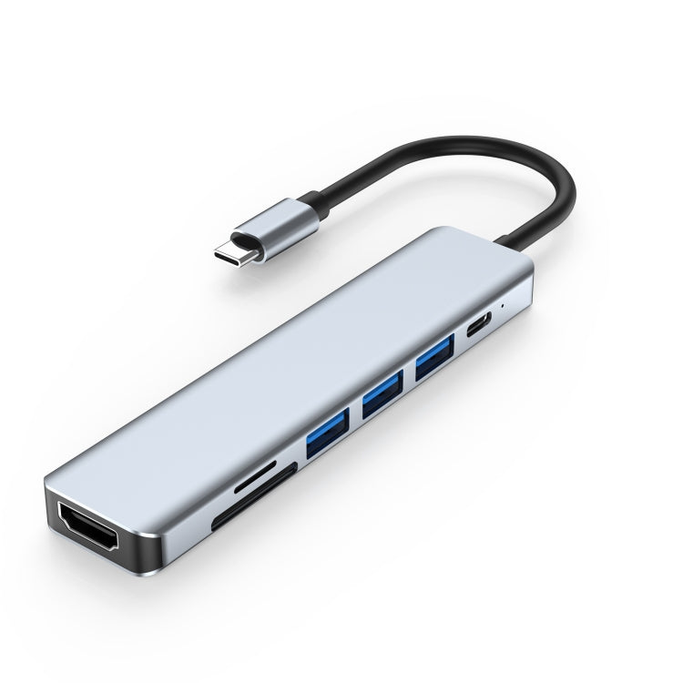 Trạm kết nối 7 trong 1 HDMI+SD/TF+USB2.0x2+USB3.0+PD sang Type-C HUB, trạm 7 trong 1
