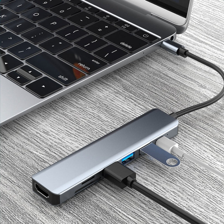 Trạm kết nối 7 trong 1 HDMI+SD/TF+USB2.0x2+USB3.0+PD sang Type-C HUB, trạm 7 trong 1