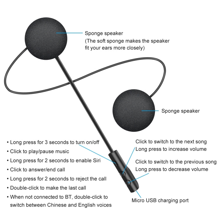Tai nghe Bluetooth mũ bảo hiểm xe máy T4 BT 5.0 Stereo kết nối tự động hỗ trợ SIRI, T4