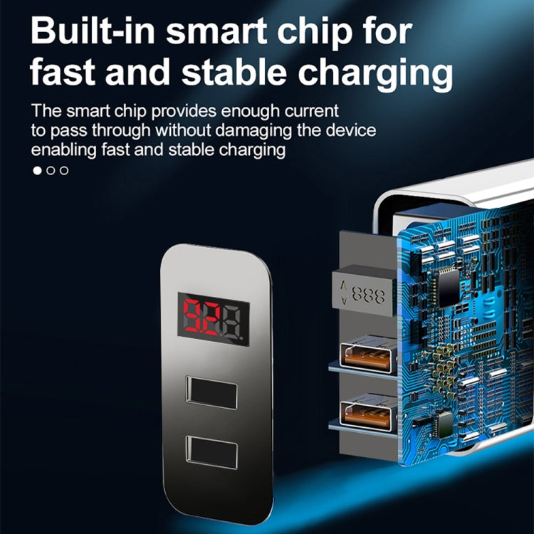 Bộ Sạc Nhanh QC3.0 USB + USB 2.0 F002C với Màn Hình LED Kỹ Thuật Số kèm Cáp Dữ Liệu USB sang Type-C, Phích Cắm Anh, Phích Cắm Anh + Cáp Type-C