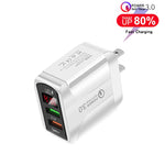 F002C Sạc nhanh QC3.0 USB + USB 2.0 hiển thị kỹ thuật số LED với cáp dữ liệu USB sang 8 Pin, phích cắm Mỹ, phích cắm Mỹ + cáp 8 Pin