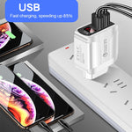 F002C Sạc nhanh QC3.0 USB + USB 2.0 hiển thị kỹ thuật số LED với cáp dữ liệu USB sang 8 Pin, phích cắm Mỹ, phích cắm Mỹ + cáp 8 Pin