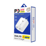 Sạc nhanh cổng đôi 40W PD / Type-C cho dòng iPhone / iPad, phích cắm Mỹ