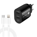 Sạc nhanh cổng đôi 40W PD / Type-C với cáp dữ liệu Type-C sang 8 Pin, phích cắm EU + cáp Type-C sang 8 Pin