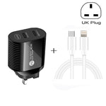 Sạc nhanh cổng đôi 40W PD / Type-C với cáp dữ liệu Type-C sang 8 Pin, phích cắm Anh + cáp Type-C sang 8 Pin
