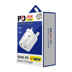 Sạc nhanh cổng đôi 40W PD / Type-C với cáp dữ liệu Type-C sang 8 Pin, phích cắm Anh + cáp Type-C sang 8 Pin