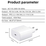 Bộ Sạc Nhanh 45W Cổng USB-C / Type-C M135, Phích Cắm EU, Phích Cắm EU