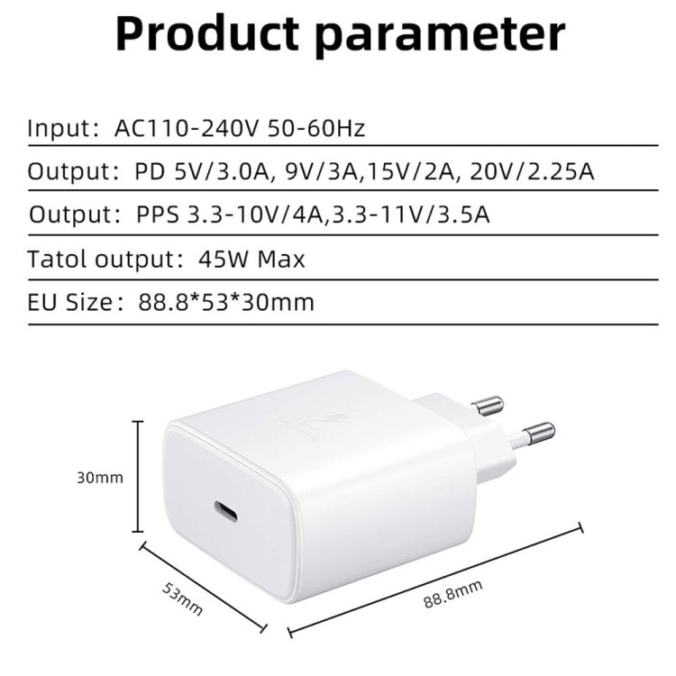 Bộ Sạc Nhanh 45W Cổng USB-C / Type-C M135, Phích Cắm EU, Phích Cắm EU