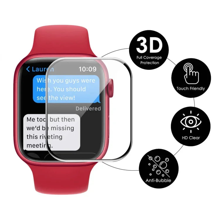 Dành cho Apple Watch Series 9 / 8 / 7 41mm ENKAY Hat-Prince 3D Kính cường lực bảo vệ màn hình HD viền mềm PC phủ toàn bộ, 1 cái, 2 cái, 5 cái, 10 cái