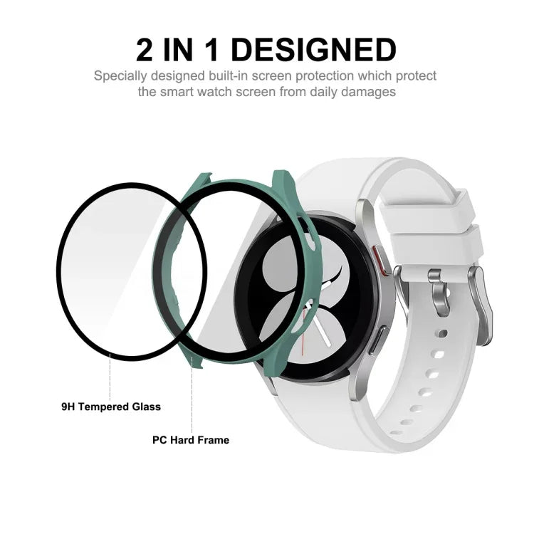 Ốp Kết Hợp Khung PC Bọc Toàn Diện + Kính Cường Lực Bảo Vệ Màn Hình ENKAY Hat-Prince Cho Samsung Galaxy Watch4 44mm