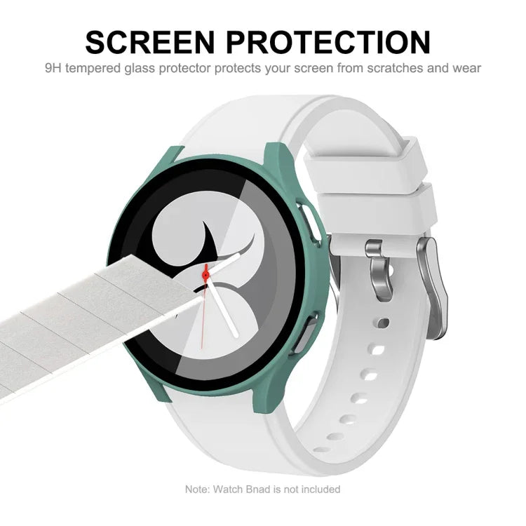 Ốp Kết Hợp Khung PC Bọc Toàn Diện + Kính Cường Lực Bảo Vệ Màn Hình ENKAY Hat-Prince Cho Samsung Galaxy Watch4 44mm