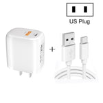 Bộ Sạc Nhanh Mini PD3.0 + QC3.0 Cổng Kép CS-20W kèm Cáp Dữ Liệu USB 3A sang Type-C, Bộ Sạc + Cáp USB sang Type-C