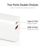 Bộ Sạc Nhanh Mini PD3.0 + QC3.0 Cổng Kép CS-20W kèm Cáp Dữ Liệu USB 3A sang Type-C, Bộ Sạc + Cáp USB sang Type-C