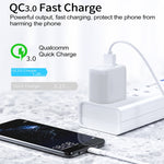 Bộ sạc nhanh di động mini CS-20W PD3.0 + QC3.0 hai cổng với cáp dữ liệu USB 3A sang 8 Pin, Bộ sạc + cáp USB sang 8 Pin
