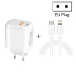 Bộ sạc nhanh di động mini CS-20W PD3.0 + QC3.0 hai cổng với cáp dữ liệu Type-C 3A sang 8 Pin, Bộ sạc + cáp Type-C sang 8 Pin