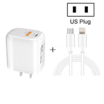 Bộ sạc nhanh di động mini CS-20W PD3.0 + QC3.0 hai cổng với cáp dữ liệu Type-C 3A sang 8 Pin, Bộ sạc + cáp Type-C sang 8 Pin