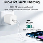 Bộ sạc nhanh di động mini CS-20W PD3.0 + QC3.0 hai cổng với cáp dữ liệu Type-C 3A sang 8 Pin, Bộ sạc + cáp Type-C sang 8 Pin
