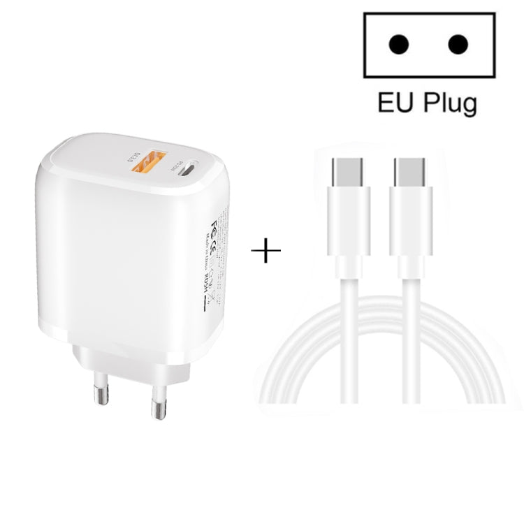 Bộ Sạc Nhanh Mini PD3.0 + QC3.0 Cổng Kép CS-20W kèm Cáp Dữ Liệu Type-C 3A sang Type-C, Bộ Sạc + Cáp Type-C sang Type-C