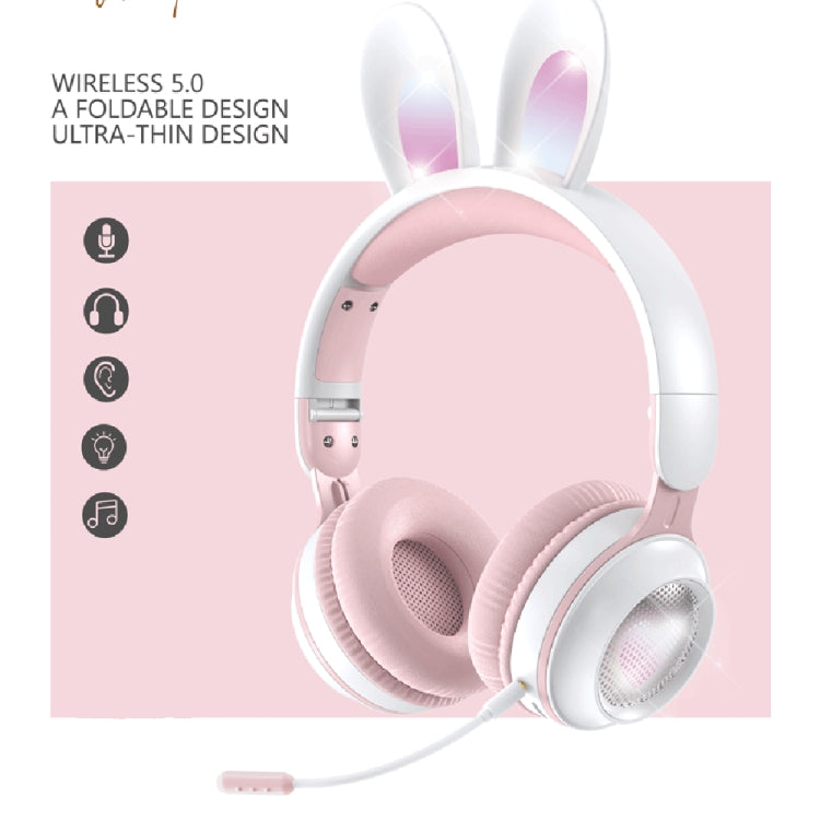 Tai nghe gập không dây Bluetooth 5.0 KE-01 tai thỏ, stereo có mic cho PC
