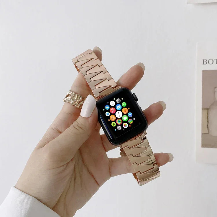 Dây kim loại thép không gỉ kiểu xích sáng tạo cho Apple Watch Series, 7 41mm / 6&SE&5&4 40mm / 3&2&1 38mm, 7 45mm / 6&SE&5&4 44mm / 3&2&1 42mm