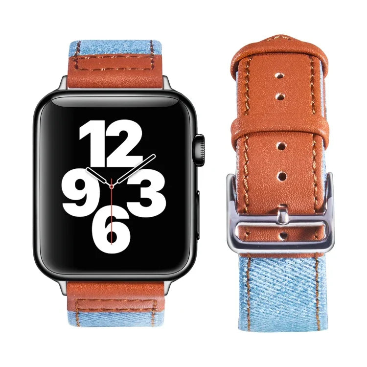 Dây da khóa bạc cho Apple Watch Series, 7 41mm / 6&SE&5&4 40mm / 3&2&1 38mm, 7 45mm / 6&SE&5&4 44mm / 3&2&1 42mm